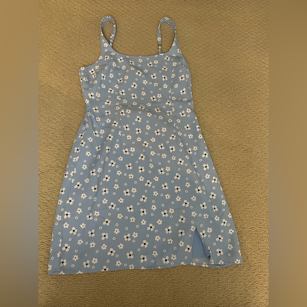 Hollister Pattern Shift Mini Dress S Blue Floral Pattern